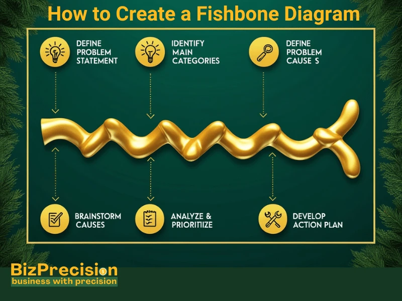 Step-by-step guide on how to create a fishbone diagram for root cause analysis in quality management.